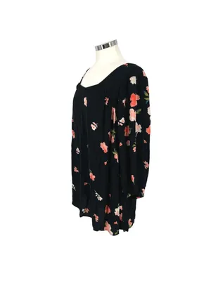 Billabong Beach Craze Floral Black Tunic Mini Dress Size Medium Boho Indie thumbnail 5