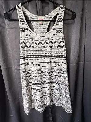 Mossimo #006 Black & Cream Geometric Racerback Tank Top Size XS thumbnail 2