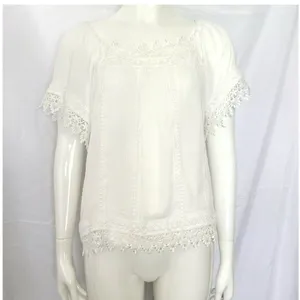 NWT American Rag White Crochet Detail Square Neck Short Sleeve Women's Small‎ thumbnail 2
