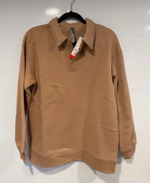 New Mondetta Tan Long-Sleeve Polo Sweatshirt thumbnail 1