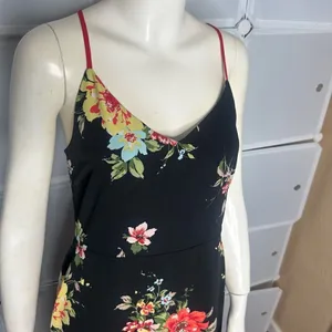 Lulu’s Go Fleur a Twirl Black Floral Print Handkerchief Midi Dress Size Large thumbnail 11