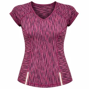 Lululemon Workout Gym Short Sleeve V-Neck Shirt Pink Purple Space Dye Sz 6 thumbnail 1