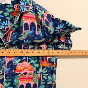 Printfresh Pajama Top Women XS Bagheera Peacock Organic Cotton Short Sleeve Blue thumbnail 12