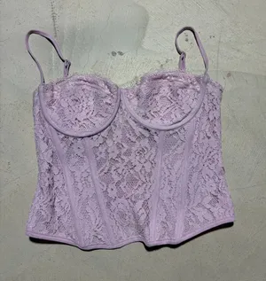 White fox corset bustier top lilac medium lace thumbnail 1