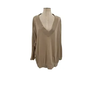 Free People Key Player Layer Sweatshirt Doe Oversized‎ V Neck Tunic Top Medium thumbnail 3