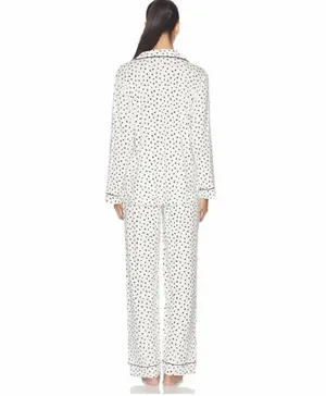 Eberjey Gisele Printed Long Pj Pants Tencel Heart To Heart White Bkack XL NEW thumbnail 2