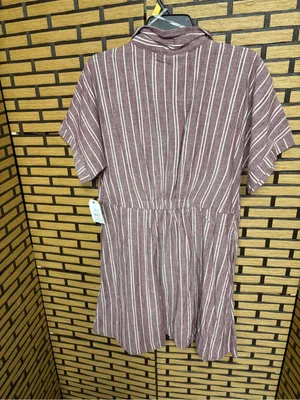 Time and tru burgundy stripe fit and flare dress size large thumbnail 2