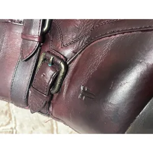 FRYE Jenny Shield Short Leather Heeled Moto Boots 9.5 Red FLAW thumbnail 6