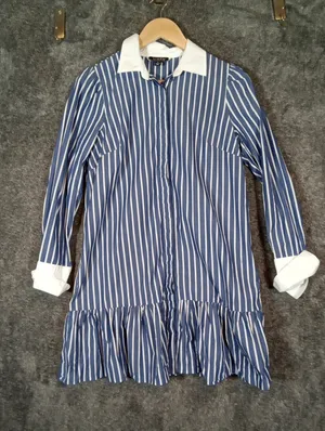 J Crew Tiered Shirt Dress In Cotton Poplin Mini Belted Ruffle Hem Preppy Nautica thumbnail 4