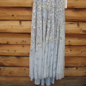 MAC DUGGAL 5647 Blue Sequined High Neck Cap Sleeve A Line Gown thumbnail 13