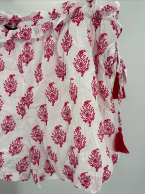 Roller Rabbit x Target side tie beach pull on White Fuchsia Floral Print shorts thumbnail 7