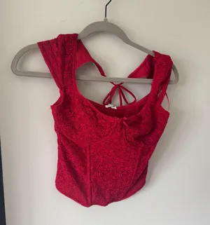 Garage red lace corset style top thumbnail 1