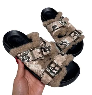 Aerosoles Olivia Snakeskin Platform Sandals Women’s Size‎ 6 Fur Lined thumbnail 1
