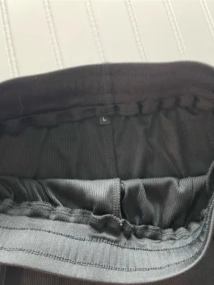 Boutique Black Ribbed Wide Leg Lounge Pants‎ Elastic Drawstring Athleisure Large thumbnail 5