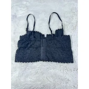 Aerie Black Lace Balconette Bra 34C Underwire Floral Scalloped Trim thumbnail 2