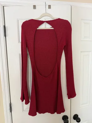 Princess Polly Long Sleeve Knitted Mini Dress Red thumbnail 4