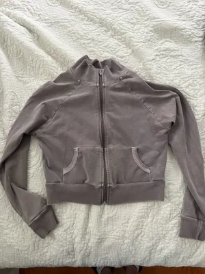 Skims brown boyfriend fleece track sweatshirt size medium thumbnail 2
