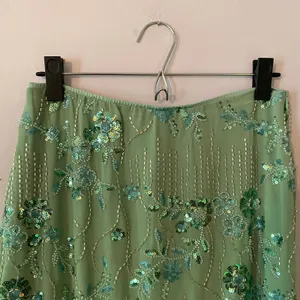 Green Allover Beaded Sequin Maxi Skirt Resort Vacation Glam Women's size Medium thumbnail 3