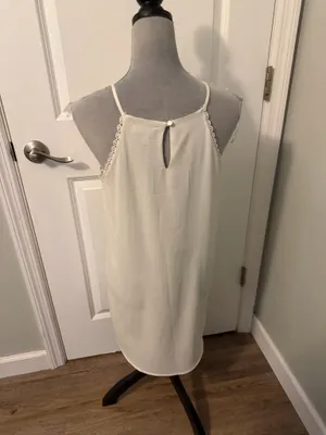 Monteau Halter Neck Swing Dress with Crochet Lace Down Front, Lined, Sz M thumbnail 2