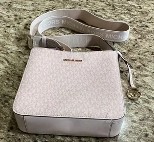 Michael Kors Jet Set Small Logo Crossbody Powder Blush Wide Strap 35T5GTVC5V thumbnail 1