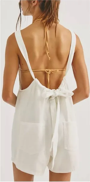Free People We The Free Freebird Shortalls - pelican cream ivory thumbnail 1
