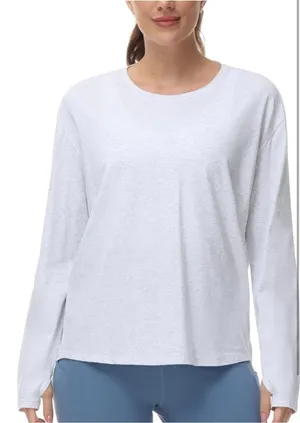NEW THE GYM PEOPLE Long Sleeve Workout Shirts Back Loose Fit Running Tee XS thumbnail 1