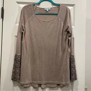 She + Sky Long Embroidered Bell Sleeve Shirt thumbnail 1