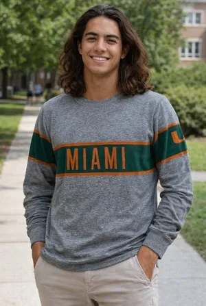 Original League College Corner Miami Hurricanes retro long sleeve t-shirt large thumbnail 1