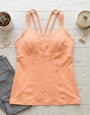 Zella Womens Strappy Racerback Yoga Tank Top Orange Built In Bra Small thumbnail 1