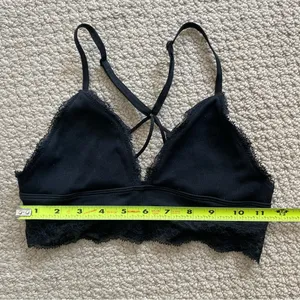 Abercrombie & Fitch Ribbed Knit Black Lace Trim Bralette XS thumbnail 2