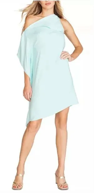 Trina Turk Ellyson Dress Sea Glass Blue Cowl Neck Cape Mini Dress‎ Size M NEW thumbnail 1