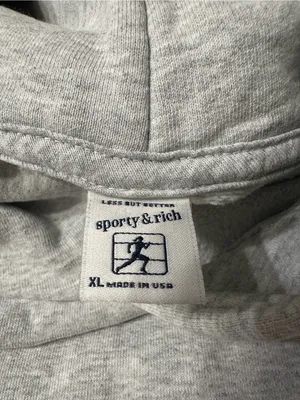 Sporty & Rich Wellness Club Cotton Blend Light Gray Hoodie - Size XL thumbnail 8