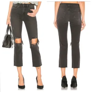 L’Agence Audrina Straight High Rise Jeans black‎ ripped knee Sz 26 thumbnail 2