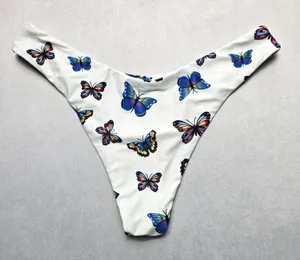 Zaful White Butterfly Thong Swim Beach Cheeky Flirty Boho‎ Bikini Bottom L Large thumbnail 1