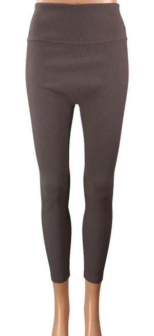 Beyond Yoga Women's Brown High Waisted Ribbed Knit Athletic Legging Pants Sz L/G thumbnail 1