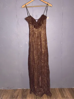 House of CB LUCIANNA Espresso Lace Maxi Dress Small thumbnail 4