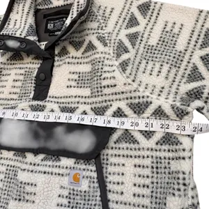 Carhartt Sherpa Fleece Pullover Womens XL‎ White Black Geometric Snap Front thumbnail 6