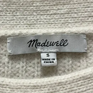 Madewell Boatneck Button Shoulder Sweater White Ribbed Knit Size Small thumbnail 8