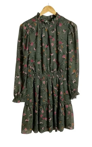 Drew Green Floral Long Sleeve Smocked Waist Dress‎ Size Small thumbnail 1