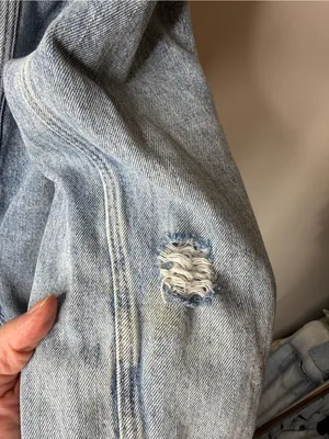 Old Navy Light Wash Distressed Denim Jacket thumbnail 6