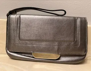 Kate Spade Buffalo Magnetic Closure Silver/Metallic Leather Wristlet thumbnail 1