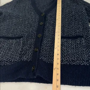 Madewell Bird’s Eye Maysfield Navy and White Women's Cardigan Sweater thumbnail 10