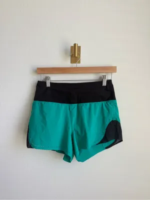 Lululemon Smooth Stride Shorts 4 Viridian Green Black Running Brief Lined Zip thumbnail 8