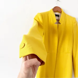 Zara Yellow Mustard Gold Inverted Lapel Minimalist Chic Longline Blazer Coat thumbnail 6