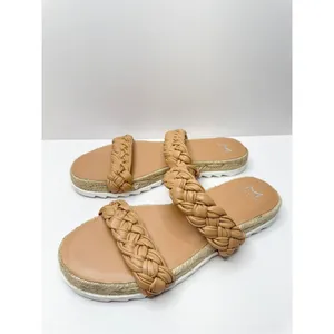 Marc Fisher Sandals Size 7.5‎ Tan Leather Jaimee Espadrille Double Strap thumbnail 3