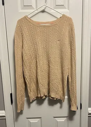IZOD Tan Cable Knit Crewneck Sweater Sz. XL. thumbnail 1