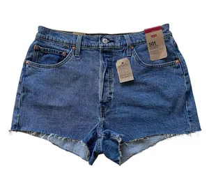 Levi's 501 Women's Distressed Cut-Off Shorts with Raw Hem Button Fly Size 33 NWT thumbnail 1