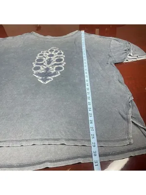 Free People FP Movement Harmony Tee - blue indigo combo burnout graphic Sz Large thumbnail 5