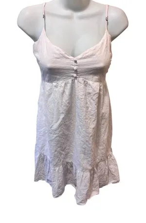 Abercrombie & Fitch White Babydoll Smocked Dress S Ruffle Hem Romantic Coquette thumbnail 1