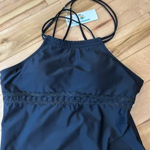 Beachsissi Black High Neck Tankini padded bathing suit top thumbnail 2